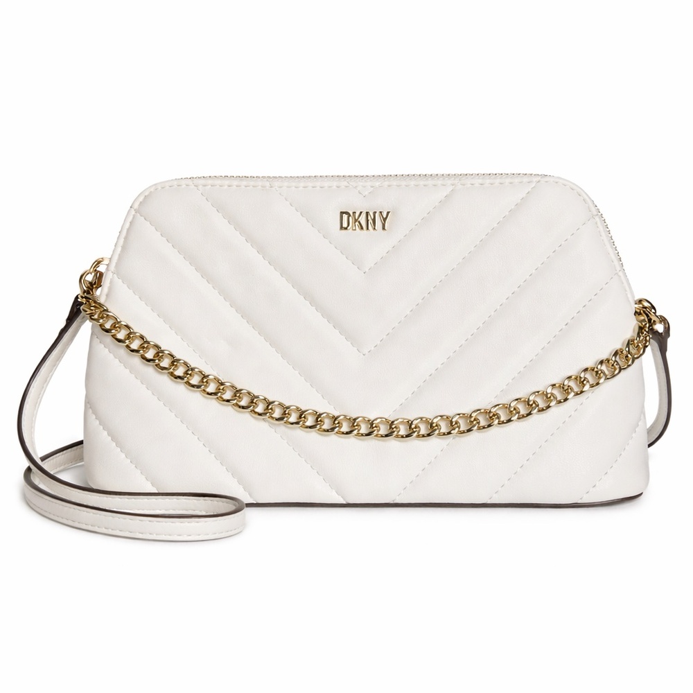 DKNY Small Quilted Dome Crossbody White